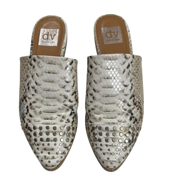 Dv Dolce Vita Leather‎ Snake Print Pointed Toe Mules Slide Sandals Size 7 - Picture 10 of 10